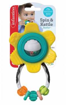Infantino Yellow Spin & Rattle Teether