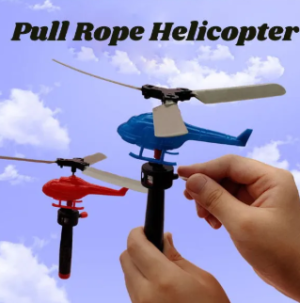 Pull Line Helicopter Toys for Kids Pull Rope Helicopter Flying Toy Outdoor Flying Toys Gift